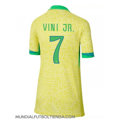 Camiseta Brasil Vinicius Junior #7 Primera Equipación Replica Copa America 2024 para mujer mangas cortas